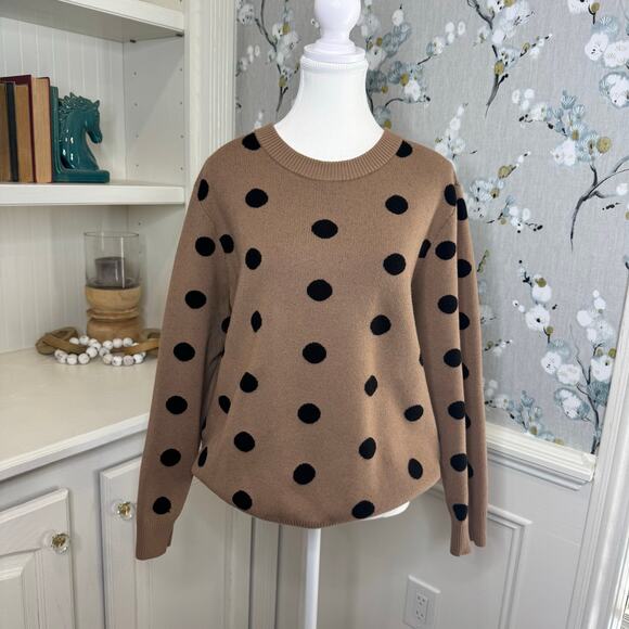 Berkley Jensen Brown with Black Polka Dot Sweater - Size XL - Picture 1 of 5